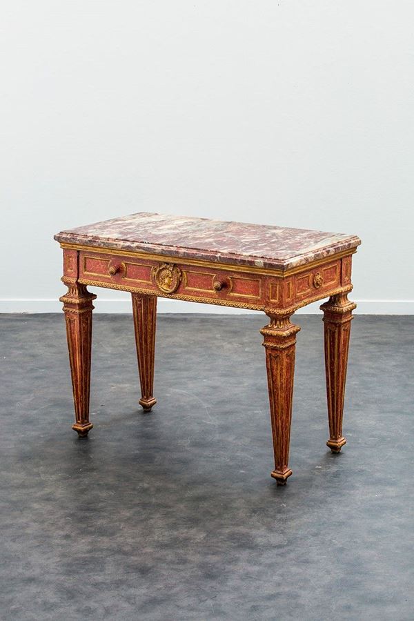 Tavolo a muro in legno scolpit  - Auction Antiquariato - Incanto Casa d'Aste e Galleria