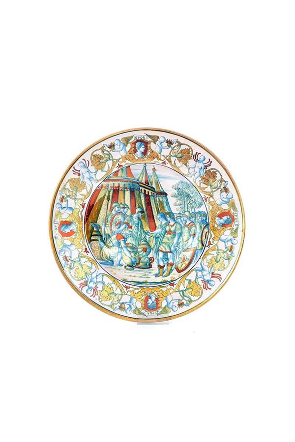Grande piatto in maiolica poli