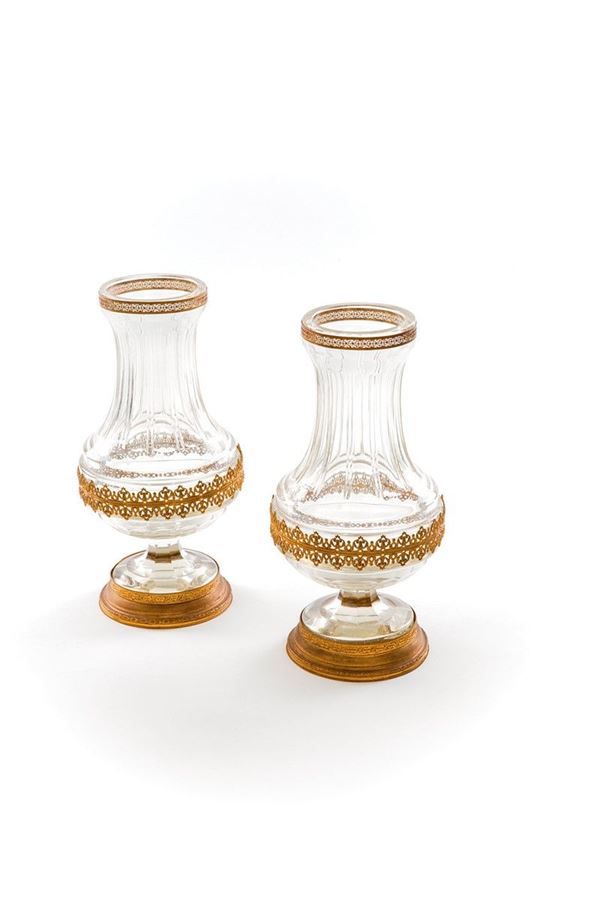 Coppia di vasi in cristallo mo  - Auction Antiquariato - Incanto Casa d'Aste e Galleria