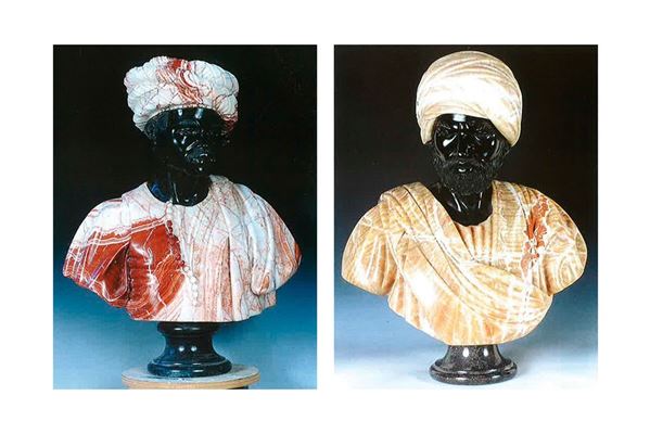 Due busti di mori in marmi pol  - Asta Antiquariato - Incanto Casa d'Aste e Galleria