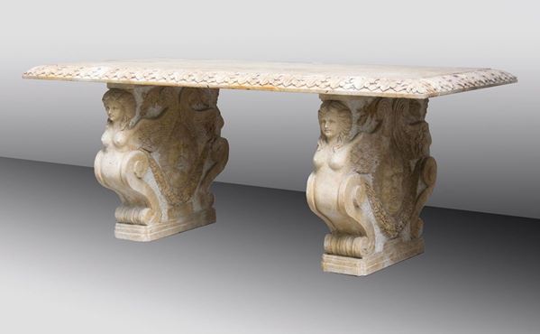 Tavolo in travertino in stile   - Asta Antiquariato - Incanto Casa d'Aste e Galleria
