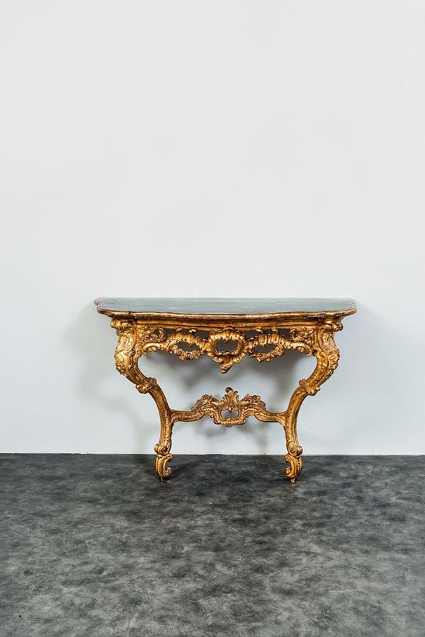 Tavolo da muro a due gambe in   - Auction Antiquariato - Incanto Casa d'Aste e Galleria