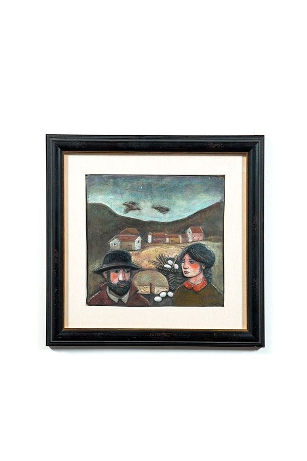 Francesco Tabusso : Paesaggio montano con case e i  - Asta Antiquariato - Incanto Casa d'Aste e Galleria