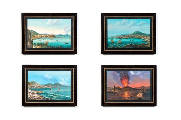 Quattro vedute della costa nap  - Asta Antiquariato - Incanto Casa d'Aste e Galleria