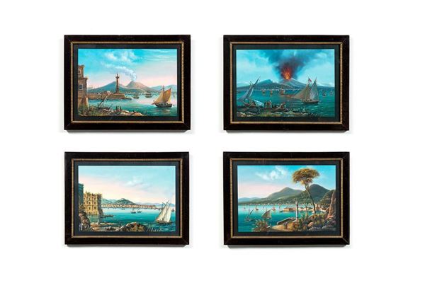 Quattro vedute della costa nap  - Auction Antiquariato - Incanto Casa d'Aste e Galleria