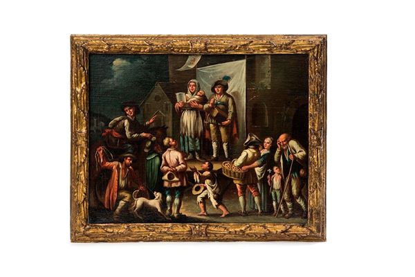 Giovanni Michele Graneri : Scena di mercato
Olio su tela  - Asta Antiquariato - Incanto Casa d'Aste e Galleria