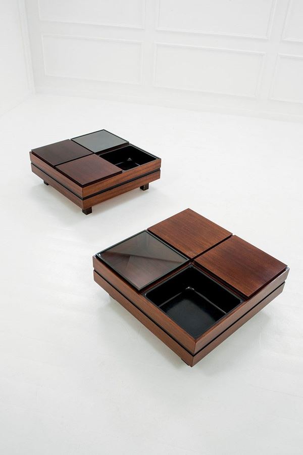 Claudio Salocchi (attr.) : Due tavoli bassi con vani modu  - Asta Design - Incanto Casa d'Aste e Galleria