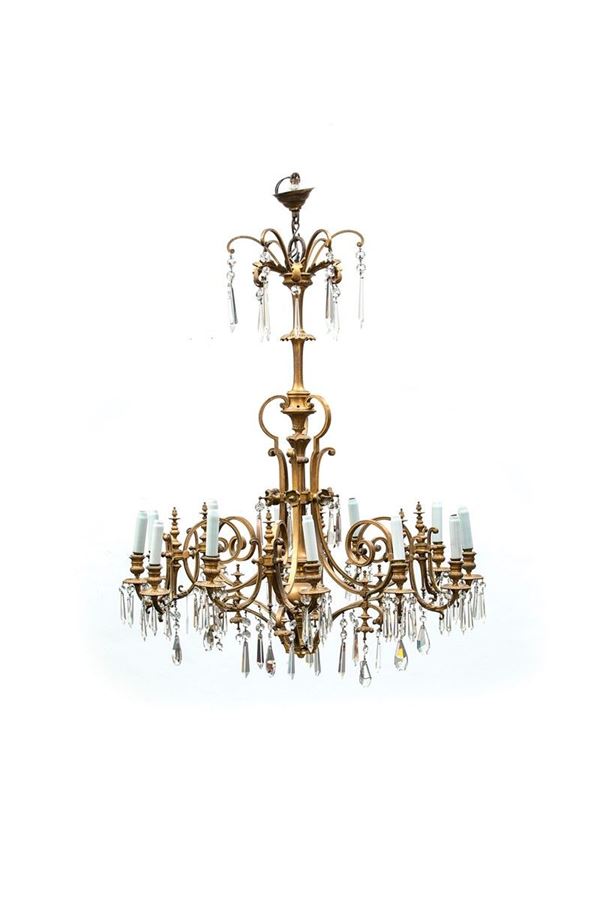Lampadario a dodici luci, fust  - Asta Antiquariato - Incanto Casa d'Aste e Galleria