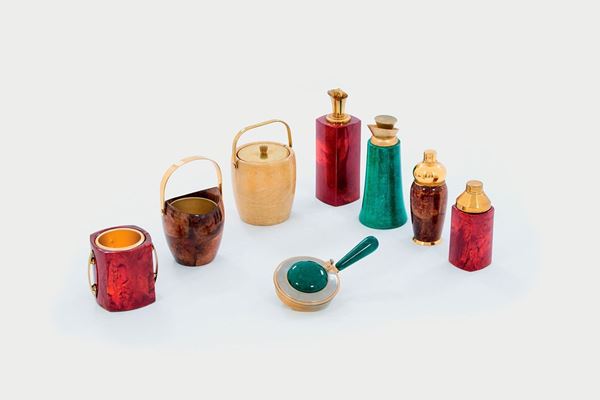 Aldo Tura : Set di oggetti da bar
Legno,   - Asta Design - Incanto Casa d'Aste e Galleria