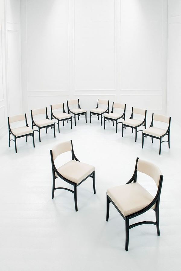 Ico Parisi : Dieci sedie mod. 110 (versione  - Asta Design - Incanto Casa d'Aste e Galleria
