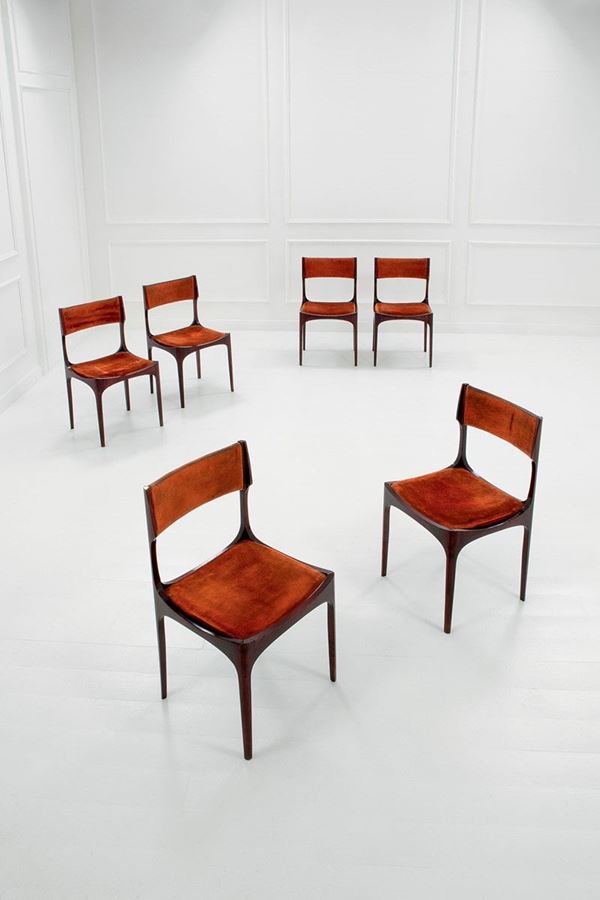 Giuseppe Gibelli : Sei sedie
Legno di palissandr  - Asta Design - Incanto Casa d'Aste e Galleria