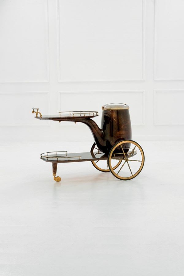Aldo Tura - Carrello
Struttura in legno, 
