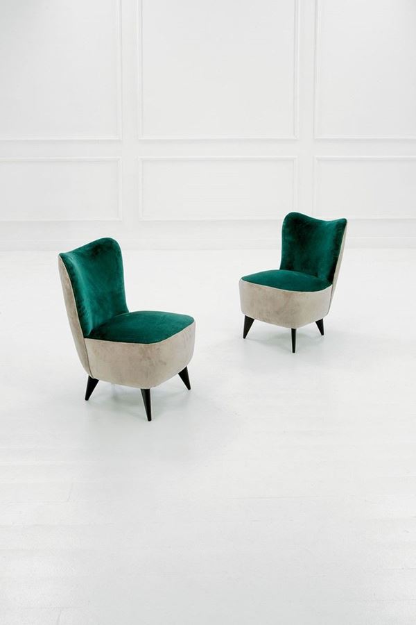 Guglielmo Veronesi : Due poltrone da camino 
Legno  - Auction Design - Incanto Casa d'Aste e Galleria