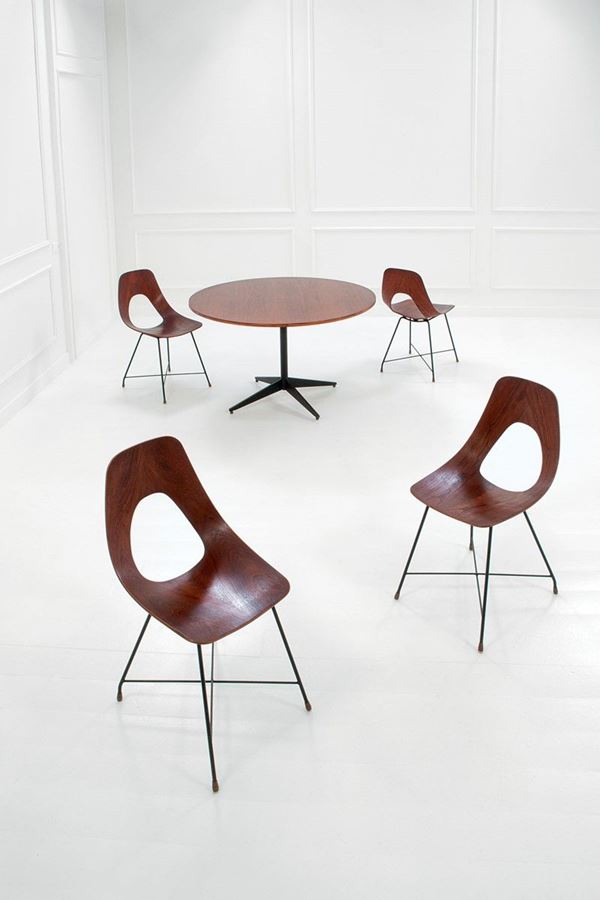 Augusto Bozzi : Quattro sedie mod. Reller ed u  - Auction Design - Incanto Casa d'Aste e Galleria