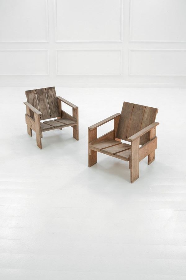 Gerrit Rietveld : Due poltrone mod. Crate
Legno  - Asta Design - Incanto Casa d'Aste e Galleria
