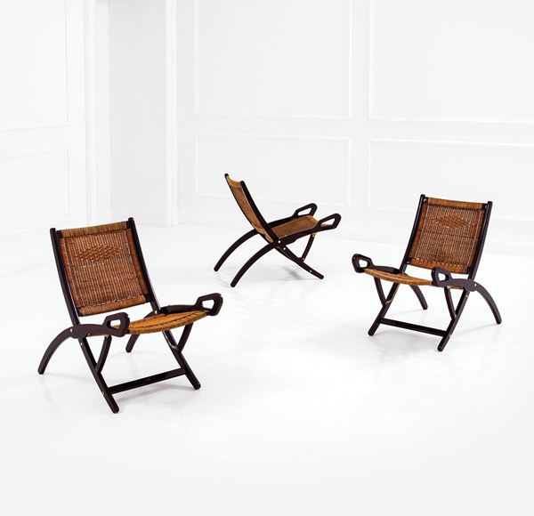 Gio Ponti : Tre poltroncine pieghevoli mod  - Auction Design - Incanto Casa d'Aste e Galleria