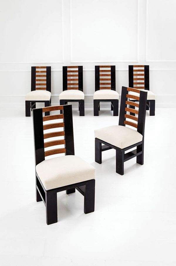 Giuseppe Pagano, Gino Levi Montalcini : Sei sedie
Struttura in abete   - Asta Design - Incanto Casa d'Aste e Galleria