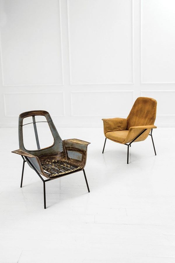 Giancarlo De Carlo : Coppia di poltrone mod. Lucani  - Auction Design - Incanto Casa d'Aste e Galleria