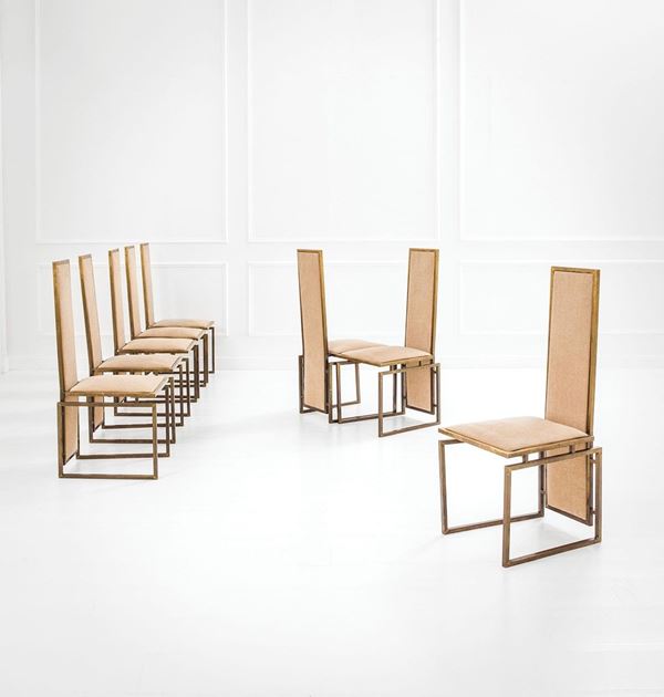Guy Lefebvre (attr.) : Otto sedie
Struttura in otton  - Auction Design - Incanto Casa d'Aste e Galleria