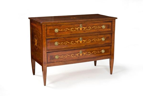 Com&#242; in noce intarsiato a moti  - Auction Antiquariato - Asta da fallimento - Incanto Casa d'Aste e Galleria