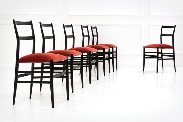 Gio Ponti : Sei sedie mod. Superleggera
L  - Asta The Beat of Design - Incanto Casa d'Aste e Galleria