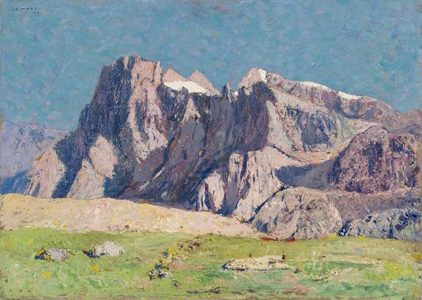 Cesare Maggi : Il Monte Cristallo
Olio su ca  - Asta Antiquariato - Asta da fallimento - Incanto Casa d'Aste e Galleria