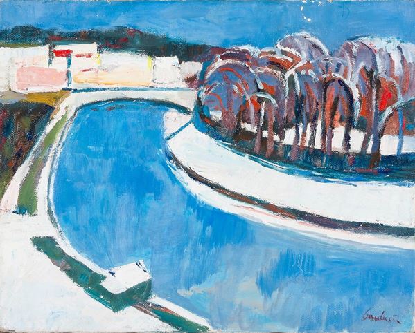 Enrico Paulucci : Neve sul Po
Olio su tela, fir  - Auction Antiquariato - Asta da fallimento - Incanto Casa d'Aste e Galleria