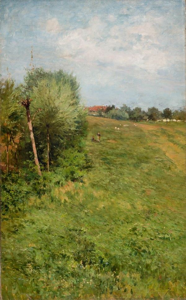 Carlo Follini - Paesaggio con figure
Olio su 
