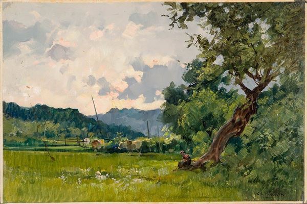 Cesare Gheduzzi - Paesaggio con alberi
Olio su 
