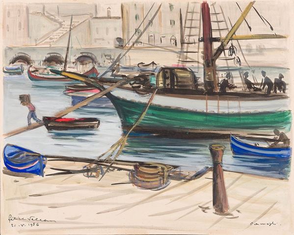 Felice Vellan : Camogli
Acquerello su cartone  - Asta Antiquariato - Asta da fallimento - Incanto Casa d'Aste e Galleria