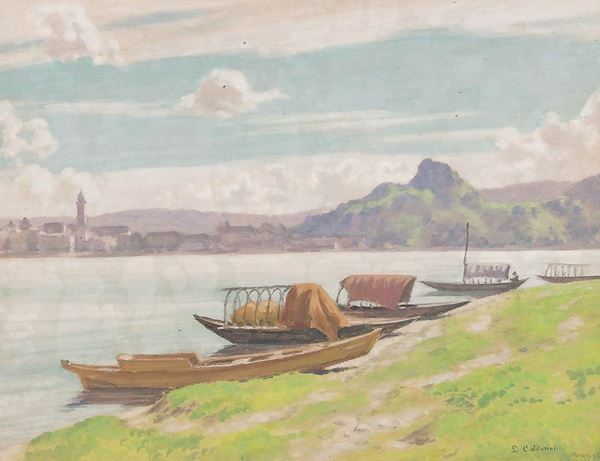 Luigi Calderini : Angera
Acquerello su carta, f  - Asta Antiquariato - Asta da fallimento - Incanto Casa d'Aste e Galleria