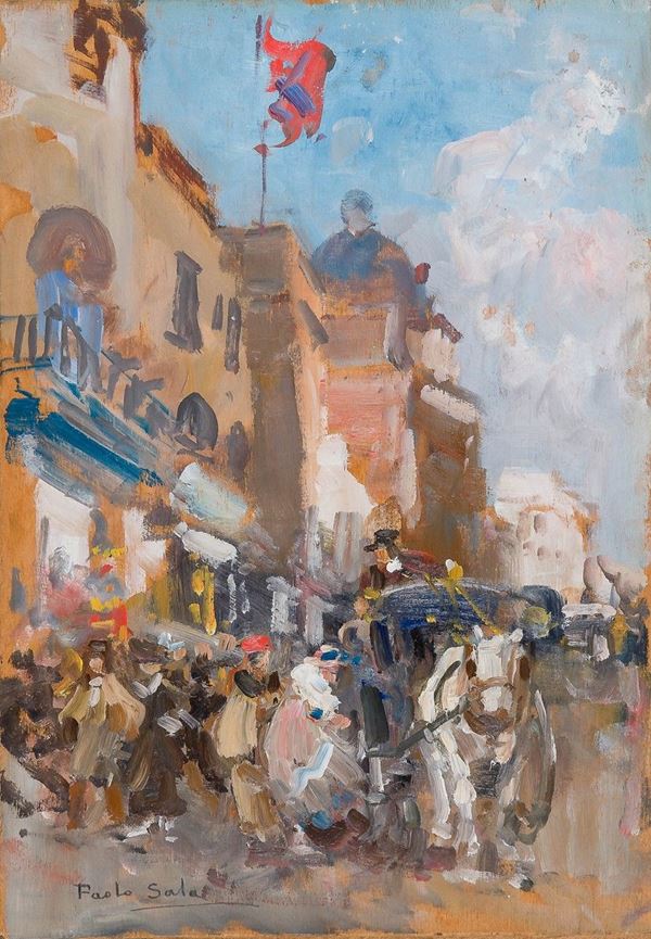 Scena urbana
Olio su tavola,   - Asta Antiquariato - Asta da fallimento - Incanto Casa d'Aste e Galleria