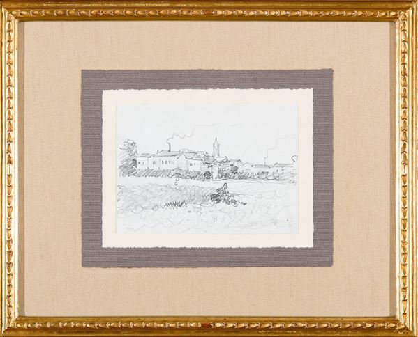 Enrico Reycend : Paesino canavesiano
Matita su  - Asta Antiquariato - Asta da fallimento - Incanto Casa d'Aste e Galleria