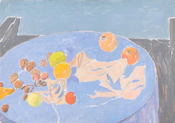 Francesco Menzio : Natura morta 
Tecnica mista,   - Asta Antiquariato - Asta da fallimento - Incanto Casa d'Aste e Galleria