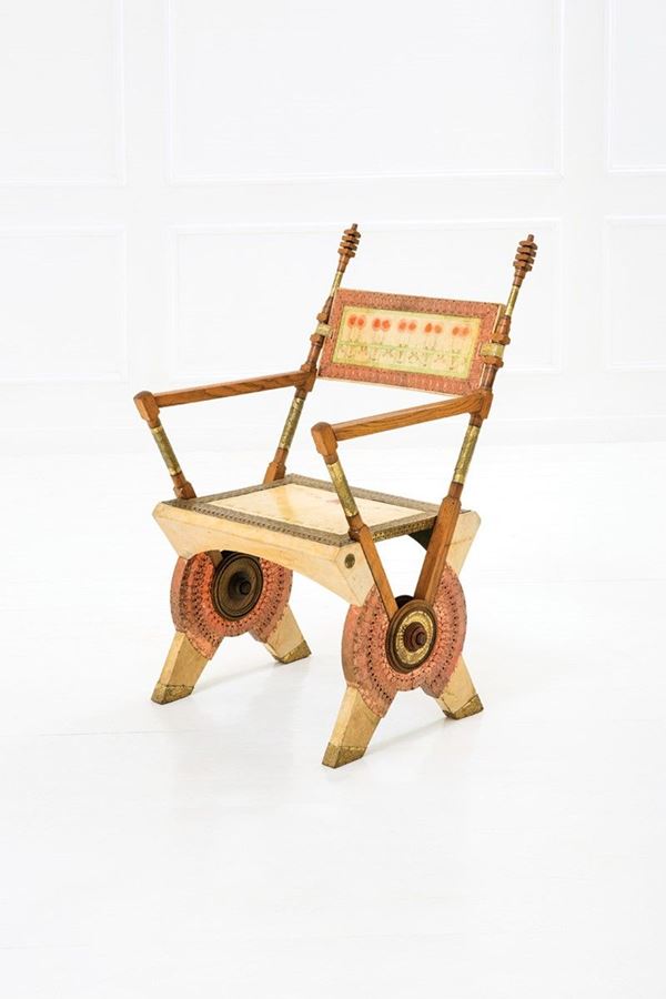 Carlo Bugatti : Poltrona
Legno di rovere, leg  - Auction The Beat of Design - Incanto Casa d'Aste e Galleria