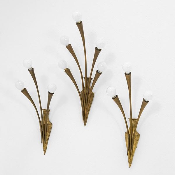 Oscar Torlasco : Tre lampade da parete
Ottone.  - Auction Design - Incanto Casa d'Aste e Galleria