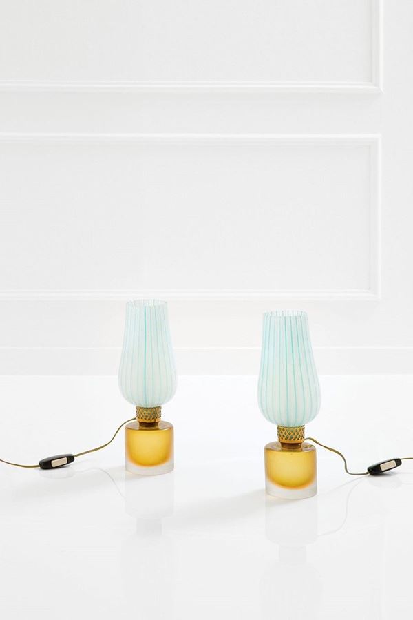 Venini : Due lampade da tavolo
Base in  - Asta Design - Incanto Casa d'Aste e Galleria
