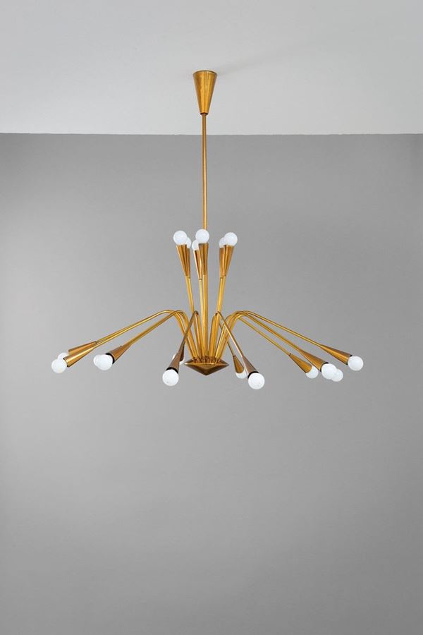 Oscar Torlasco : Lampadario a 18 luci
Ottone l  - Asta Design - Incanto Casa d'Aste e Galleria