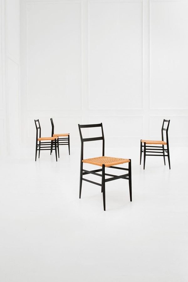 Gio Ponti : Quattro sedie mod. Superlegger  - Asta Design - Incanto Casa d'Aste e Galleria