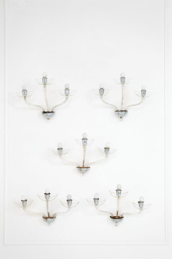 Seguso Vetri d'Arte : Cinque lampade da parete
Meta  - Asta Design - Incanto Casa d'Aste e Galleria