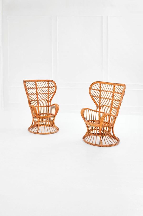 Lio Carminati : Coppia di poltrone
Canna d&#39;In  - Asta Design - Incanto Casa d'Aste e Galleria