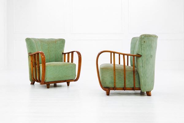 Osvaldo Borsani (attr.) : Due poltrone
Legno di ciliegi  - Asta Design - Incanto Casa d'Aste e Galleria
