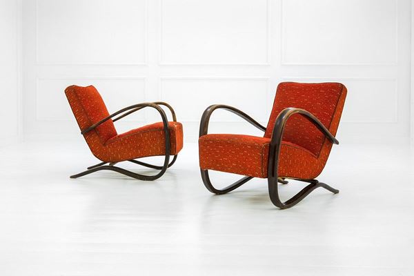 Jindrich Halabala : Coppia di poltrone mod. H269
  - Auction Design - Incanto Casa d'Aste e Galleria