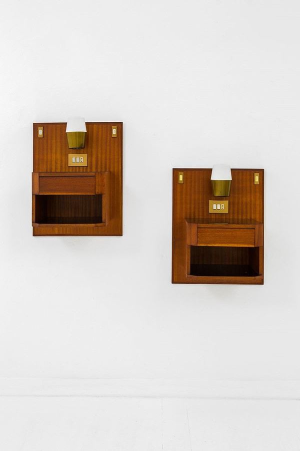 Luisa e Ico Parisi : Due comodini pensili per l&#39;Hot  - Auction Design - Incanto Casa d'Aste e Galleria