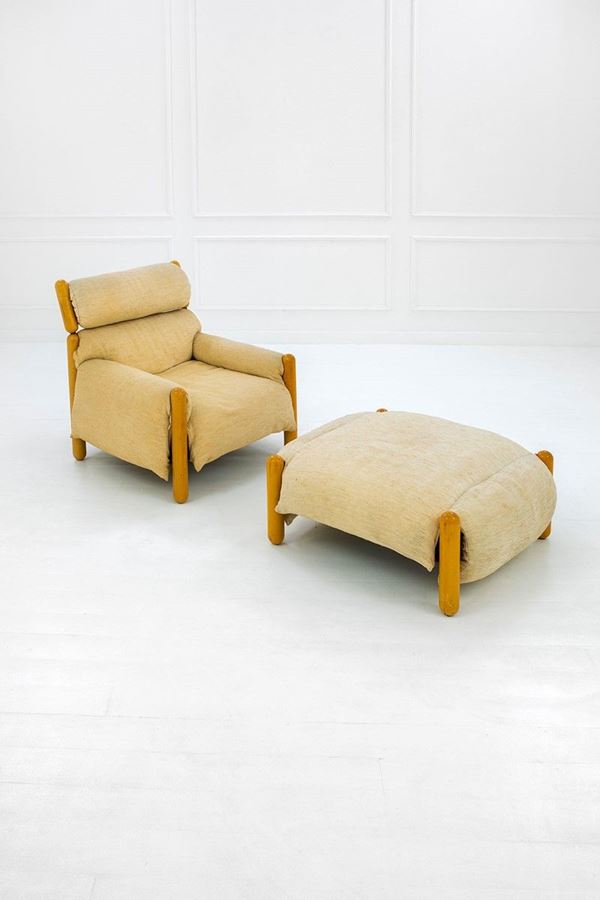 Enzo Mari : Rara poltrona con poggiapiedi   - Auction Design - Incanto Casa d'Aste e Galleria