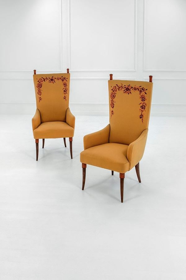 Pier Luigi Colli : Due poltrone con schienale alt  - Asta Design - Incanto Casa d'Aste e Galleria