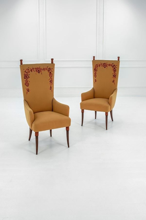 Pier Luigi Colli : Due poltrone con schienale alt  - Asta Design - Incanto Casa d'Aste e Galleria