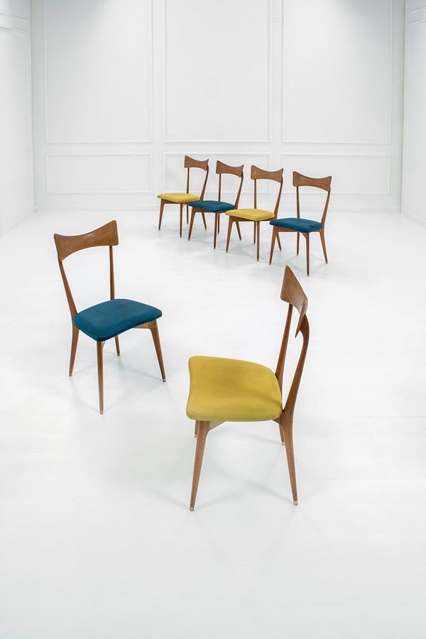 Ico Parisi (attr.) : Sei sedie
Struttura in legno   - Auction Design - Incanto Casa d'Aste e Galleria