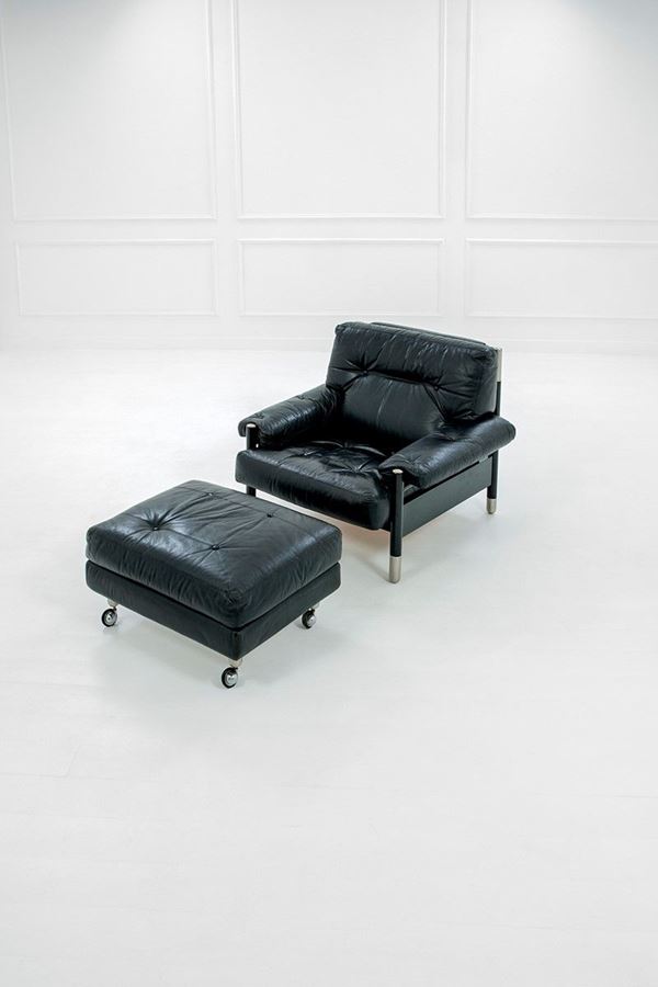 Carlo De Carli : Poltrona con poggiapiedi mod.   - Auction Design - Incanto Casa d'Aste e Galleria