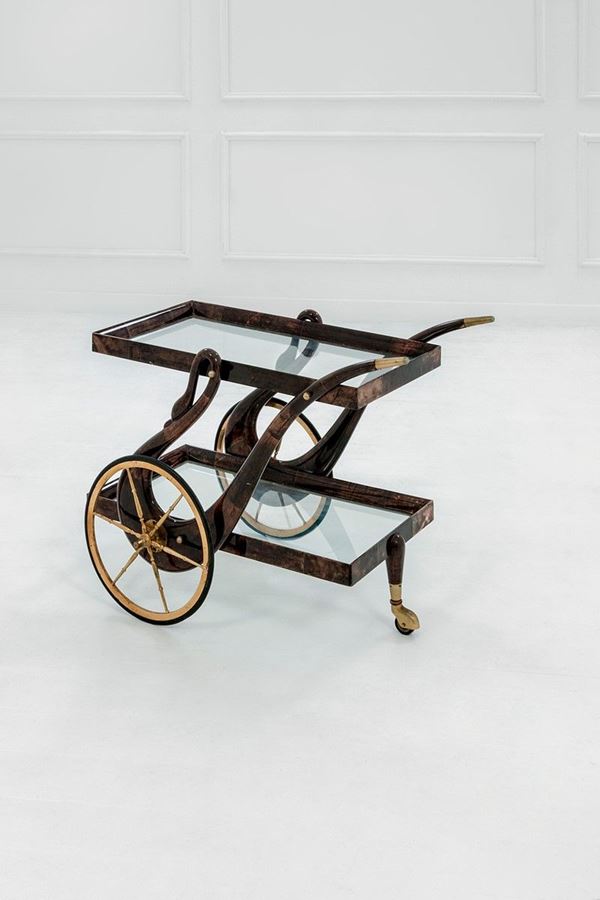 Aldo Tura - Carrello
Struttura in legno, 